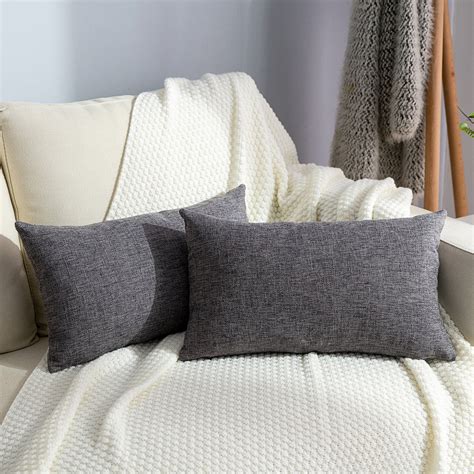 Throw Pillows Covers for Couch, Set of 2 Premium Linen Rectangle Solid ...