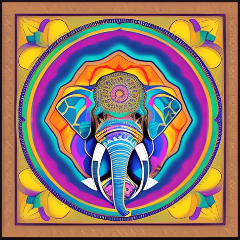 Elephant Head Outline with Colorful Mandala · Creative Fabrica