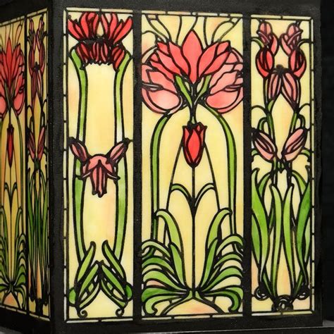 Stained Glass Art Nouveau Tulip Vertical Mesh Stencil - Evil Cake Genius