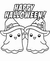 Ghosts coloring page Happy Halloween sketch template
