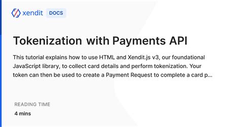 Tokenization with Payments API | Xendit Docs