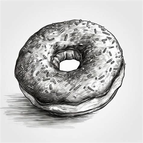 Sweet Donut Sketch Drawing on Abstract Background