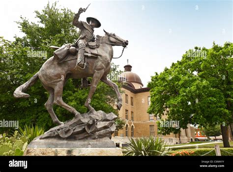 Texas Ranger Captain John Coffee "Jack" Hays (1817-1883) statue on the Hays County Courthouse ...