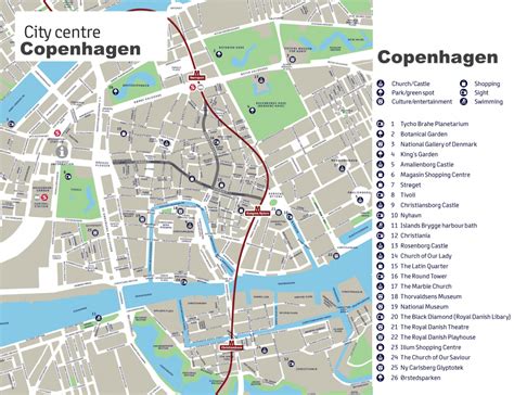 Large Detailed Tourist Map Of Copenhagen City Center. Copenhagen ...