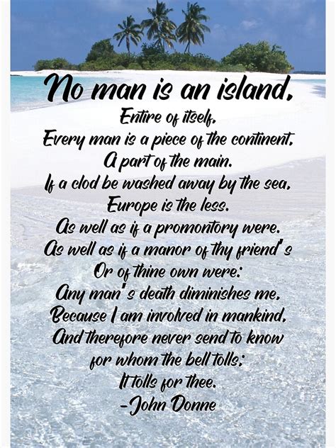 "No Man is an Island Classic Poem by John Donne" Poster by Caregiverology | Redbubble