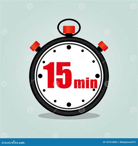 Fifteen minutes stopwatch stock vector. Illustration of fifteen - 107614003