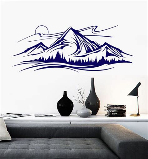 Mountains and Trees Vinyl Wall Decal | Vinyl wall decals, Wall stickers home decor, Vinyl wall