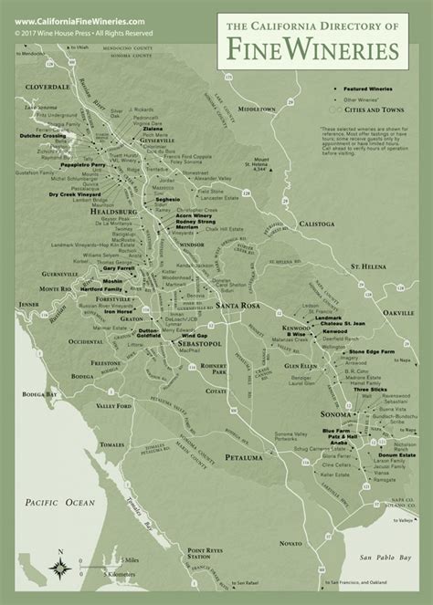 Sonoma County Map Of California Fine Wineries – Map Of Wineries In ...