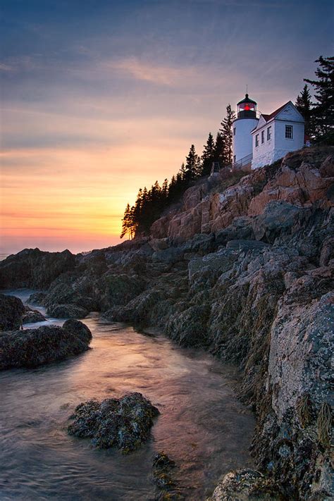 Bass Harbor Lighthouse at Sunset Photograph by Darylann Leonard Photography - Fine Art America