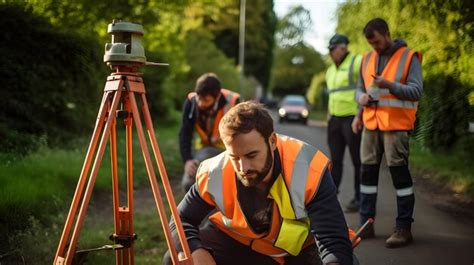 Premium AI Image | a team of surveyors using GPS equipment to map out a new road alignment