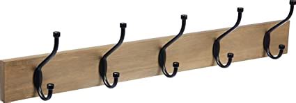 Amazon Basics Wall-Mounted Farmhouse Coat Rack, 5 Standard Hooks ...