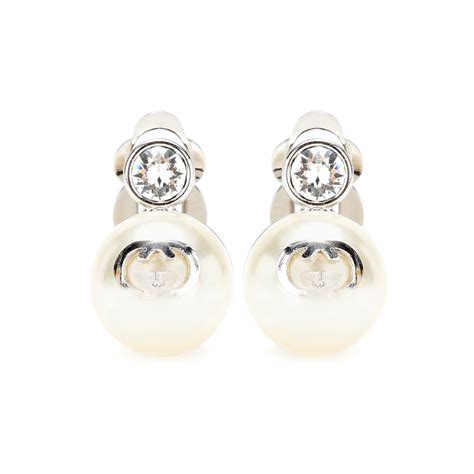 Gucci Clip-On Faux Pearl Earrings in Metallic | Lyst