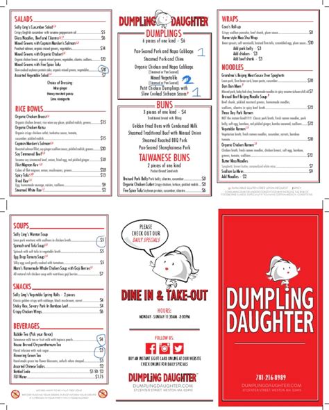 Dumpling Daughter Menu | PDF | Dumpling | Ramen