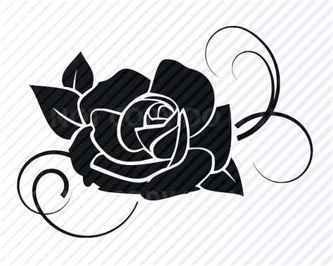 Black Rose Flower SVG Files for Cricut Flower Vector Images | Etsy