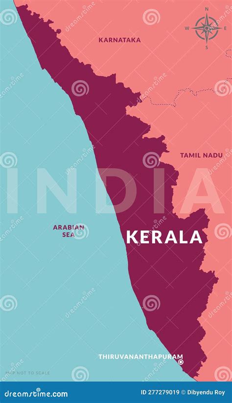 State of Kerala India with Capital City Thiruvanathapuram Hand Drawn ...