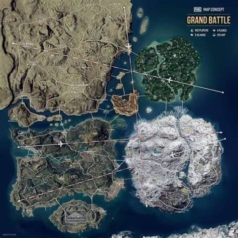 400 players - 5 maps - 4 planes - 225 km² : PUBG