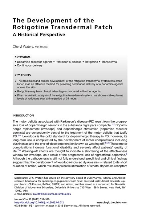 (PDF) The Development of the Rotigotine Transdermal Patch