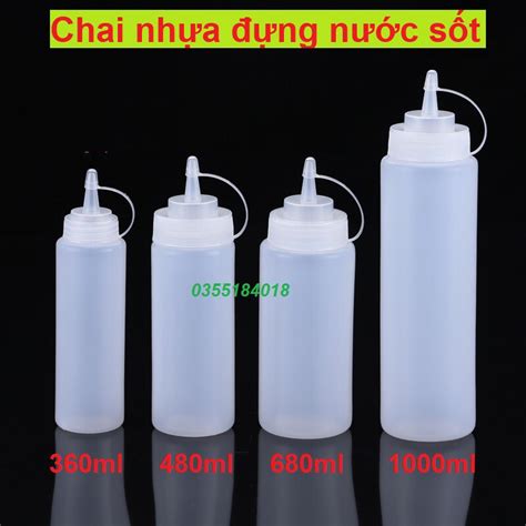 Chai nhựa đựng nước sốt - nước tương - sữa đặc Kích thước 360ml 480ml ...