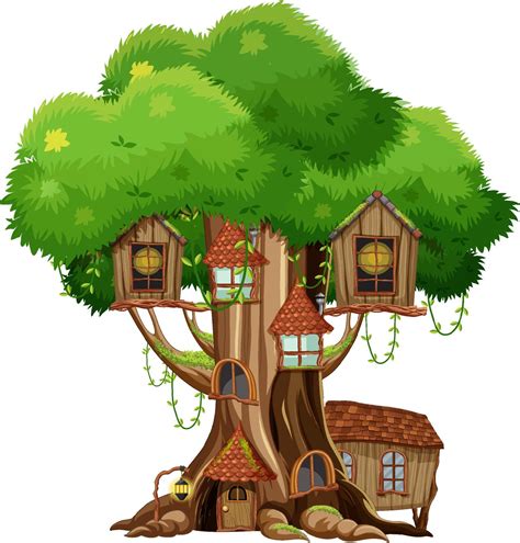 Fantasy tree house inside tree trunk on white background 3865242 Vector Art at Vecteezy