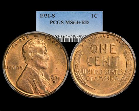 1931-S 1C Lincoln Wheat Cent PCGS MS64+RED - The Penny Lady®