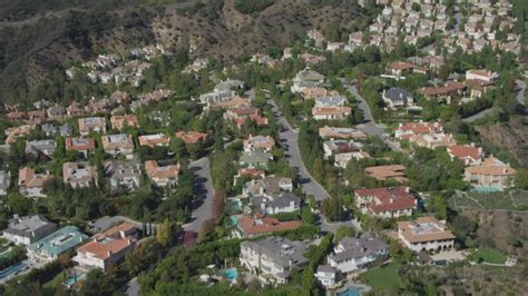 7.6K stock footage aerial video of Bel Air mansions in Los Angeles, California Aerial Stock ...