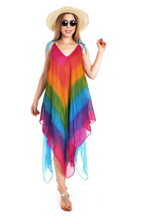 Plus Size Dress Rainbow Tunic Rainbow Dress Cotton Maxi - Etsy