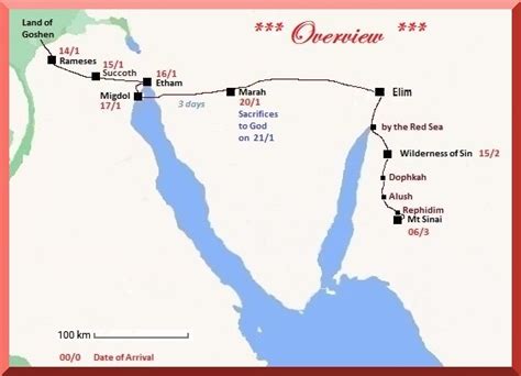 The Bible's Exodus Route - Goshen to Mt Sinai