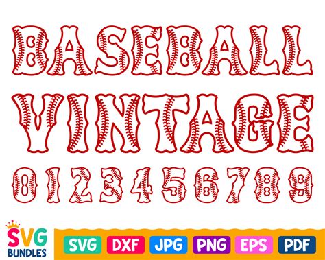 Baseball Font SVG Dxf Png Jpeg Eps Pdf Files Stitched A-Z | Etsy