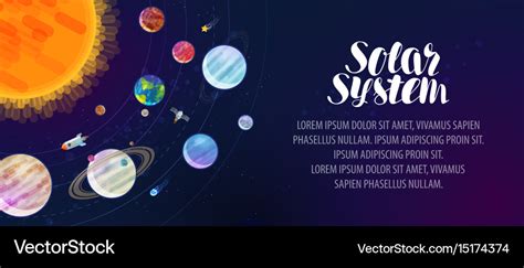 Solar system banner space sun planets comets Vector Image