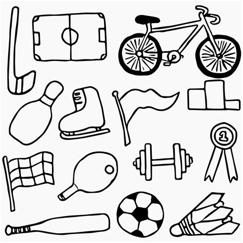 Doodle sports icons. Doodle vector with sport icons on white background ...