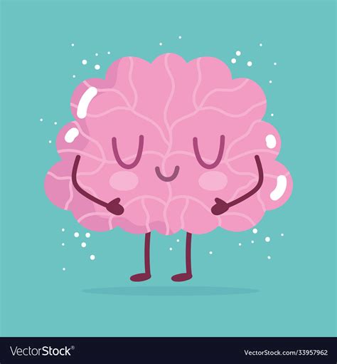 World mental health day cartoon brain character Vector Image