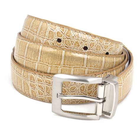 Crocodile Embossed Calfskin Leather Belt 1 1/8" in CA, NY, NJ, IL - Moda Italy Fashion