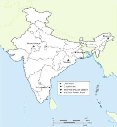 On an outline map of India, mark the following with neat labels. 1. Digboi oil fields 2 ...