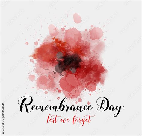 Remembrance day background with watercolor painted poppy. Stock Vector ...