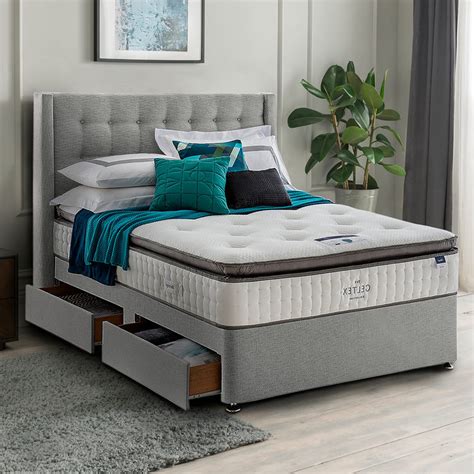 Silentnight 4 Drawer Divan Base with Bloomsbury Headboard in Slate Grey, King Size | Costco UK