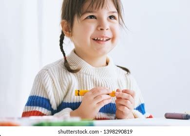 Happy Cute Little Girl Painting Colorful Stock Photo 1398290819 ...