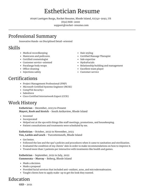 Esthetician Resumes | Rocket Resume