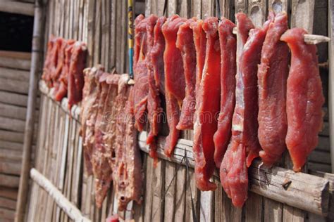 Drying Meat Cambodian Style Stock Photo - Image of indochina, hanging ...