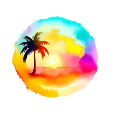 Beautiful Sunset, Coconut Tree, Sunset Illustration, Evening Sky PNG Transparent Clipart Image ...