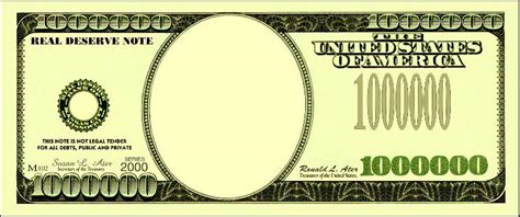 One Million Dollar Bill Printable