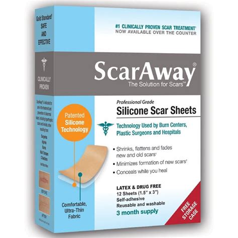 ScarAway Professional Grade Silicone Scar Treatment Sheets 12 ea ...