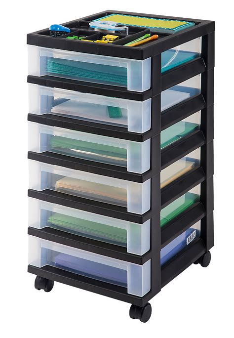 IRIS USA 6-Drawer Cart with Organizer Top, Black - Walmart.com