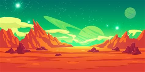 Free Vector | Mars landscape, alien planet, martian background | Alien planet, Cartoons vector ...