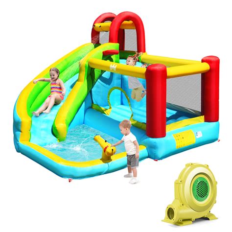 Gymax Inflatable Kids Water Slide Jumper Bounce House Splash Water Pool ...