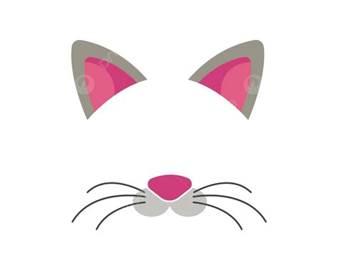 Set Of Cat Facial Elements Vector Illustration Of Animal Character With ...