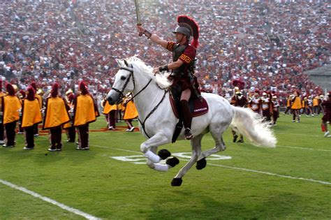 USC mascot Traveler joins us on the field during the pregame performance of "Conquest!" [photo ...