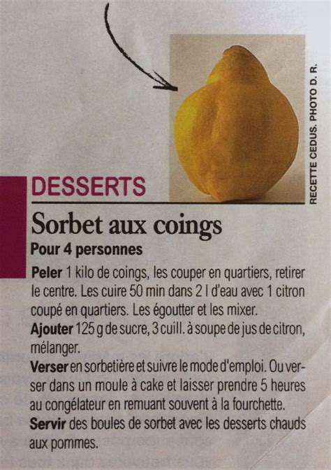 Sorbet aux coings | Fruit, Desserts, Food