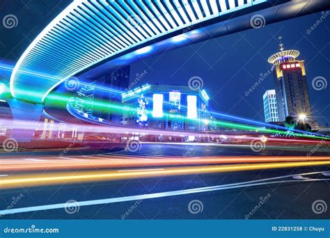 Center of Downtown Shanghai at Night Stock Photo - Image of city ...