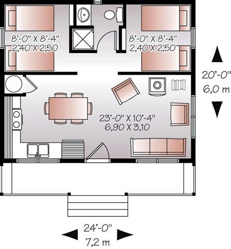 20x24' Floor plan w/ 2 bedrooms. | floor plans | Pinterest | House ...