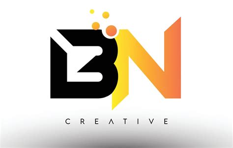 BN Black Orange Letter Logo Design. BN Icon with Dots and Bubbles ...